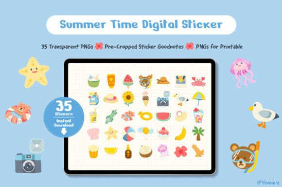 Download Summer Time Digital Sticker Cilpart - Sticker Collection