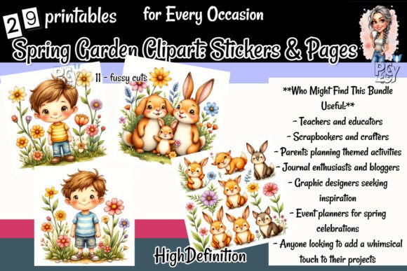Download Spring Garden Clipart Stickers &amp; Pages - Sticker Collection