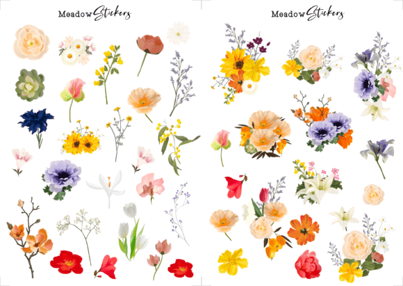 Download Meadow Spring Flower Sticker Sheet - Sticker Collection