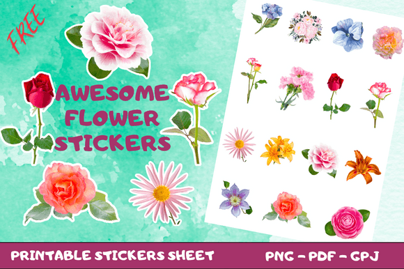 Download Awesome Flower Printable Stickers - Sticker Collection
