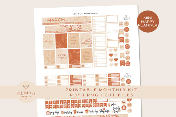 Download Monthly Printable Planner Sticker Kit - Sticker Collection