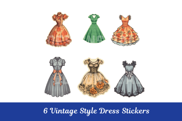 Download Vintage Dress Fussy Cuts Retro Sticker - Sticker Collection