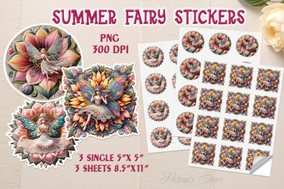 Download Cute Fairy on Flower Printable Stickers - Cute Collection
