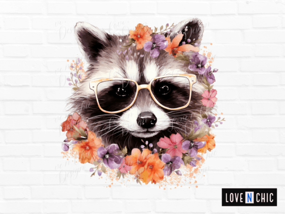 Download Cute Raccoon Flower PNG Sublimation - Cute Collection