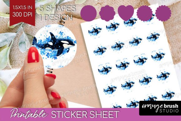Download Orca Blue Floral Printable Sticker Sheet - Sticker Collection