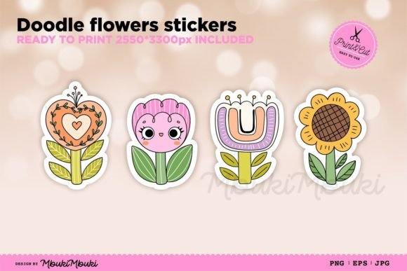Download Doodle Flower Stickers - Sticker Collection