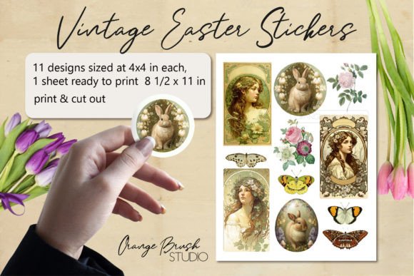 Download Vintage Easter Stickers Printable PNG - Sticker Collection