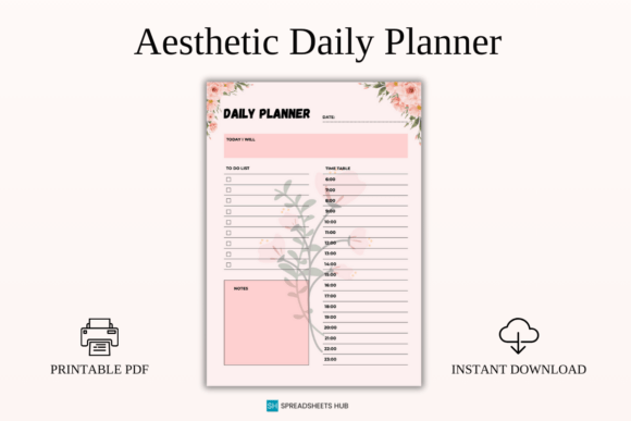 Download Aesthetic Daily Planner Printable PDF - Premium Resources