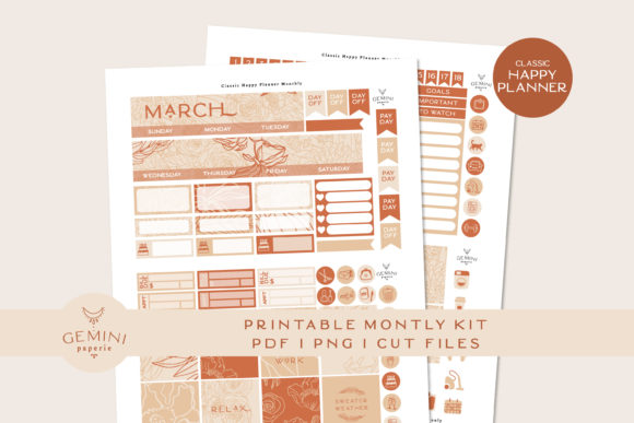 Download Monthly Printable Planner Sticker Kit - Sticker Collection