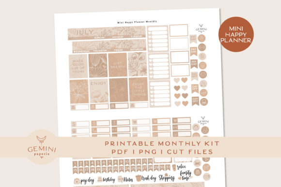 Download Monthly Printable Planner Sticker Kit - Sticker Collection