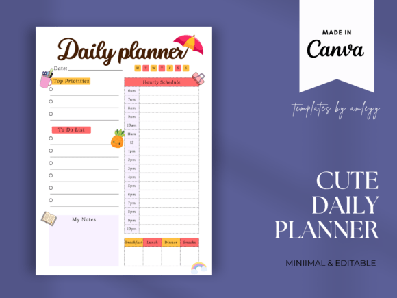 Download Cute Daily Planner Template for Canva - Cute Collection