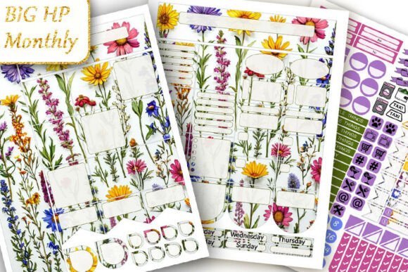 Download Big Monthly Planner Stickers Wildflowers - Sticker Collection