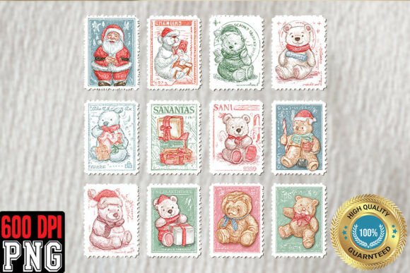 Download Christmas Postage Stamps PNG, Cute Retro - Cute Collection