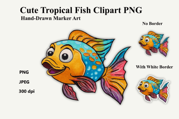 Download Cute Cartoon Tropical Fish Clipart PNG - Cute Collection
