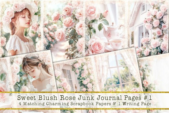 Download Sweet Blush Floral Junk Journal Pages #1 - Journal pages Collection