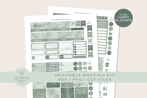 Download Monthly Printable Planner Sticker Kit - Sticker Collection
