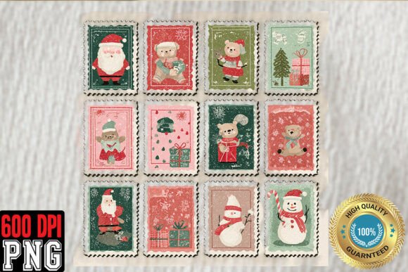 Download Christmas Postage Stamps PNG, Cute Retro - Cute Collection
