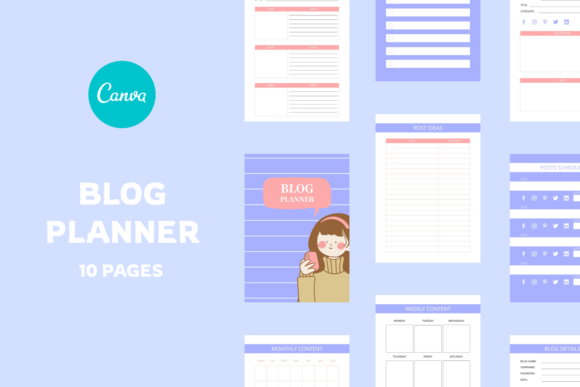 Download Blog Planner Canva Template - Blog planner Collection