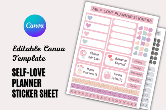 Download SELF-LOVE PLANNER STICKER SHEET TEMPLATE - Sticker Collection