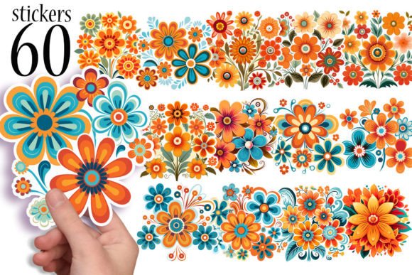 Download Retro Flower Stickers - Sticker Collection
