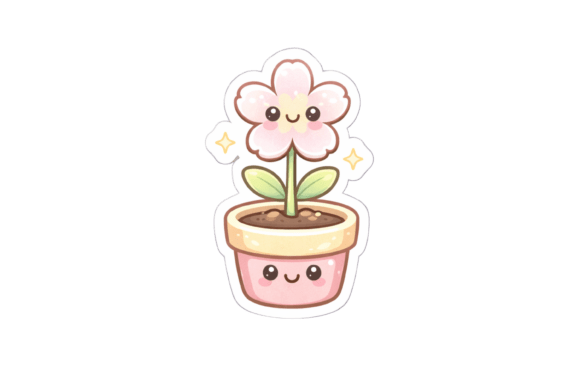 Download Cute Flower Pot Sticker - Cute Collection