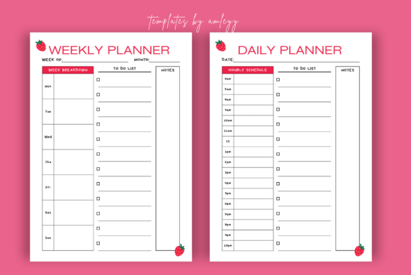 Download Cute Strawberry Daily &amp; Weekly Planner - Cute Collection