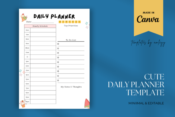 Download Cute Daily Planner Template Canva - Cute Collection