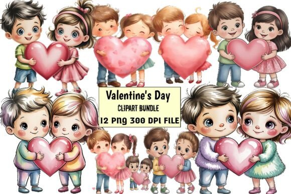 Download Cute Kids Valentine’s Day Clipart Bundle - Cute Collection