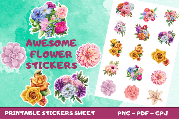 Download Awesome Flower Printable Stickers - Sticker Collection