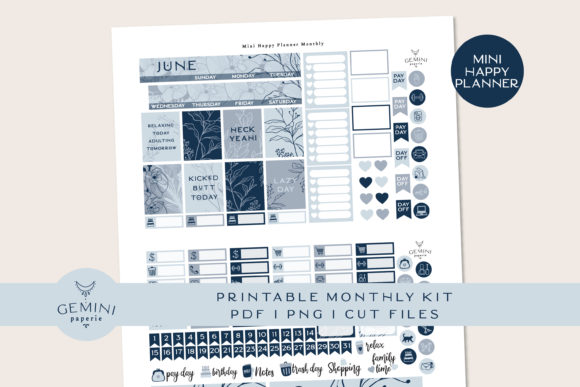 Download Monthly Printable Planner Sticker Kit - Sticker Collection