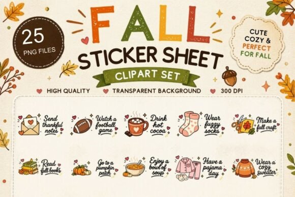 Download Fall Sticker Sheet Clipart Bundle - Sticker Collection