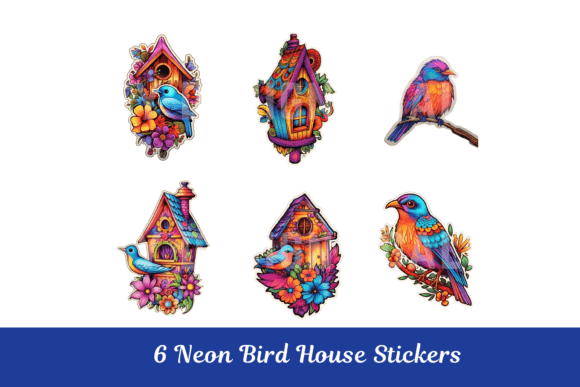 Download Neon Bird House Stickers Fussy Cuts - Sticker Collection