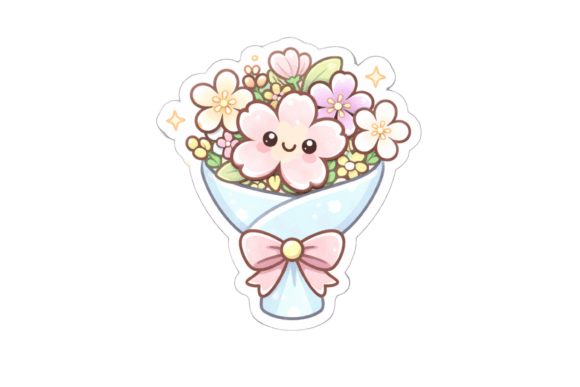 Download Cute Flower Bouquet Sticker - Cute Collection