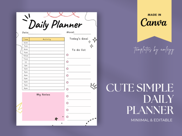 Download Cute Daily Planner Template | Simple - Cute Collection