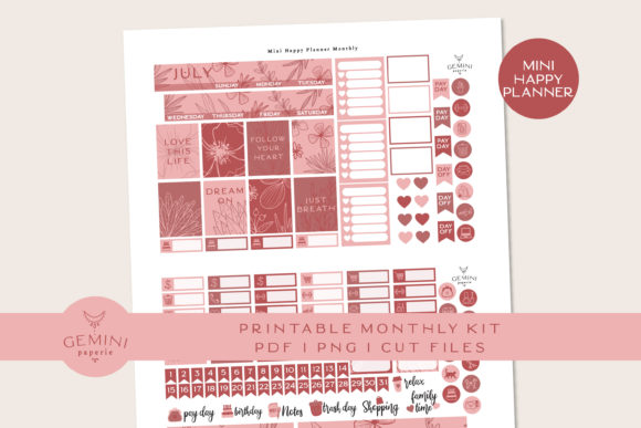 Download Monthly Printable Planner Sticker Kit - Sticker Collection