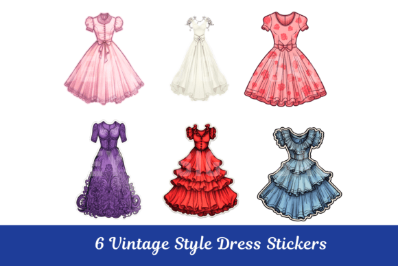 Download Vintage Dress Sticker Retro Fussy Cuts - Sticker Collection