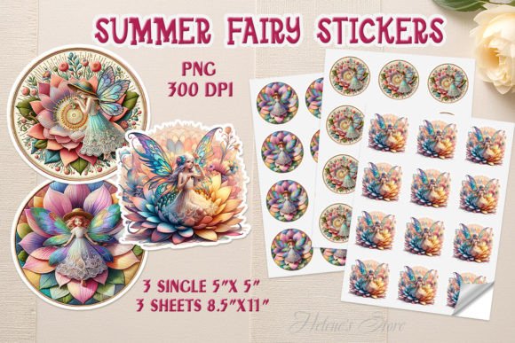 Download Cute Fairy on Flower Printable Stickers - Cute Collection