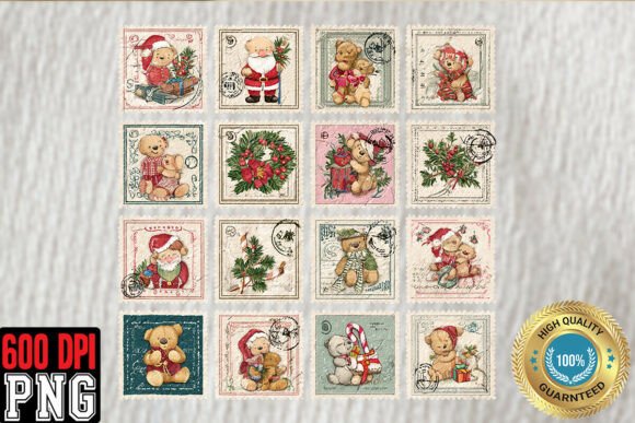 Download Christmas Postage Stamps PNG, Cute Retro - Cute Collection