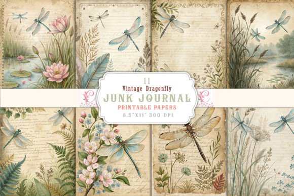 Download Vintage Dragonfly Junk Journal Pages - Journal pages Collection