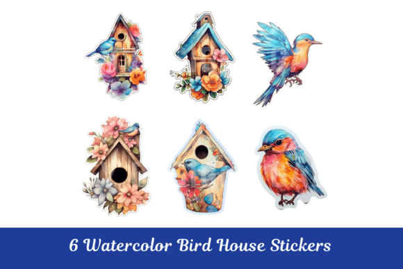 Download Watercolor Bird House Stickers - Sticker Collection