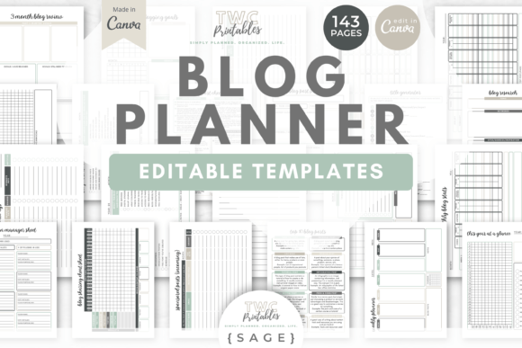 Download Blog Planner Canva Templates | SAGE - Blog planner Collection