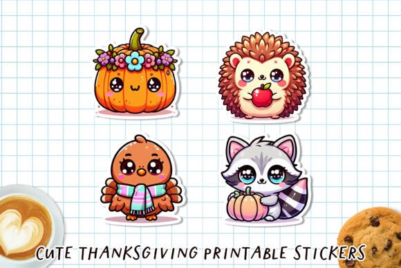 Download Cute Kawaii Thanksgiving Stickers | Fall - Cute Collection