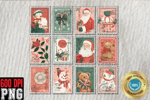 Download Christmas Postage Stamps PNG, Cute Retro - Cute Collection