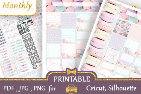 Download Monthly Planner Stickers Macaroons Cake - Sticker Collection
