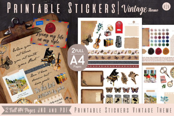 Download Printable Stickers Vintage Theme - Premium Resources
