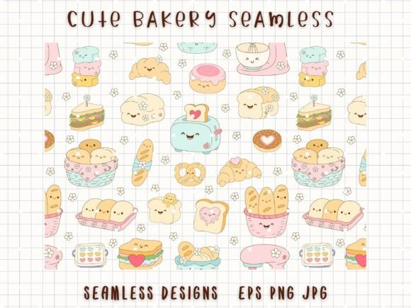 Download Cute Bakery Seamless Food Digital Paper - Cute Collection
