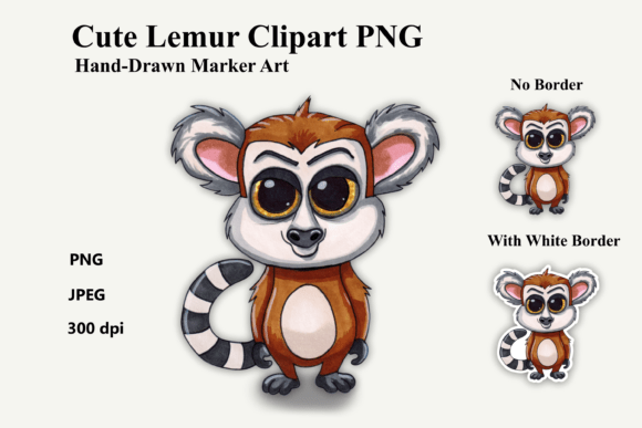 Download Cute Cartoon Lemur Mascot Clipart PNG - Cute Collection