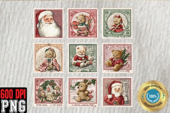 Download Christmas Postage Stamps PNG, Cute Retro - Cute Collection